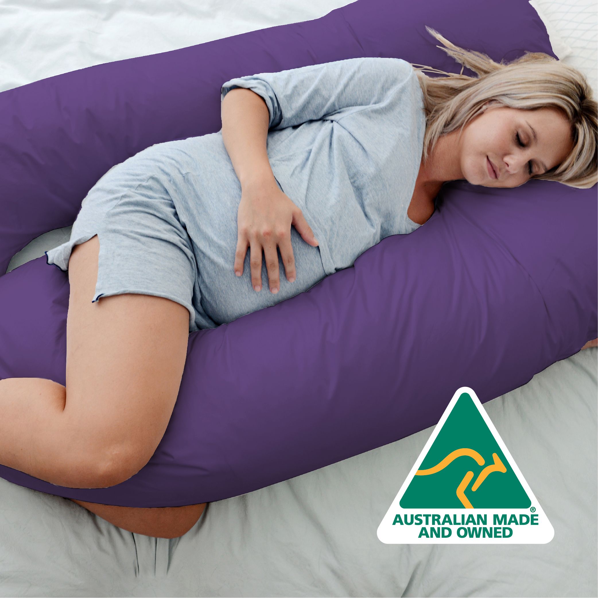 Woolcomfort Australian Made Maternity Body Pillow - Purple